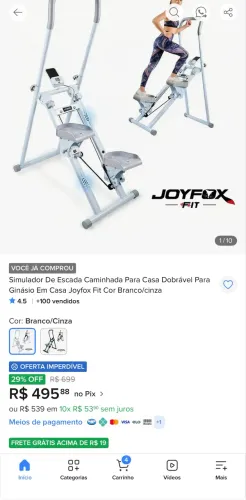 Simulador De Escada P Casa Dobrável Joyfox Fit Cor Branco/cinza