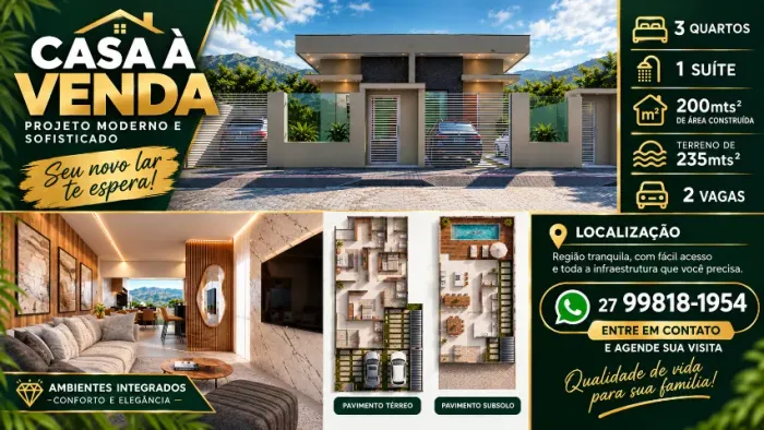 CASA 3 QUARTOS COM SUÍTE ALTAVILLE EM OBRA FASE DE ACABAMENTO