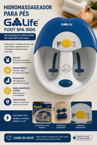 Hidromassageador para Pés G-Life Foot Spa 1000 - 110V | Completo na Caixa