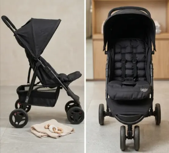 Carrinho de Bebê Cosco Kids, Toffy, Preto Absoluto