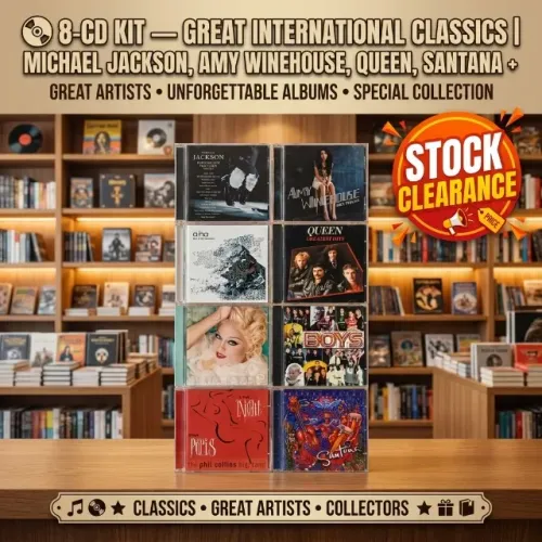 KIT 8 CDs  GRANDES CLÁSSICOS INTERNACIONAIS | MICHAEL JACKSON, AMY WINEHOUSE, QUEEN, S