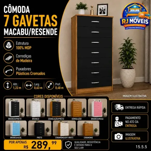 Cômoda 7 gavetas (Pague na entrega)
