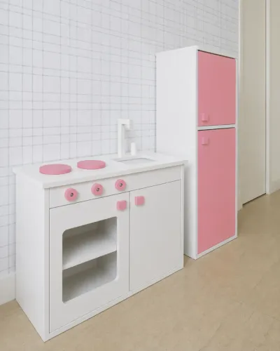 Kit Mini Cozinha e Mini Geladeira Infantil Montessori