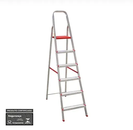 ESCADA DE ALUMINIO 6 DEGRAUS BOTAFOGO NOVA