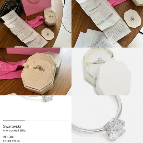 Anel solitário noivado aliança Swarovski