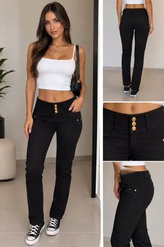Calça Lança Perfume cintura baixa preta tamanho 40