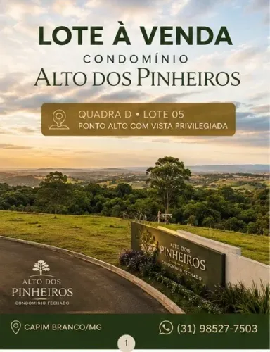 Lote de 360m² em Condomínio fechado em Capim Branco/MG