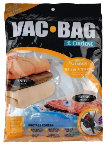 Saco a Vácuo Grande Plástico Ordene para Armazenamento 55x90cm Viagem Armário Organização