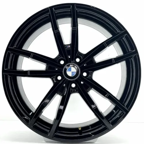 JOGO DE RODAS BMW 320I ARO 19X8 E 9 PRETA BRILHANTE 5X112 ET 27 E 42 SEMINOVAS