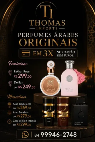 Perfumes árabes Originais em 3x no cartão sem juros