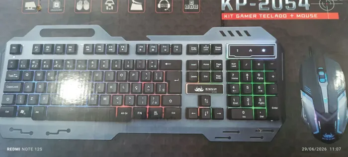 Kit gamer teclado+ mouse knup tecla chocolate 
