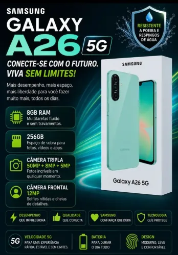 Vendese Um celular SAMSUNG A26 NOVO LACRADO 256G 5G 8gb RAM TEM NOTA