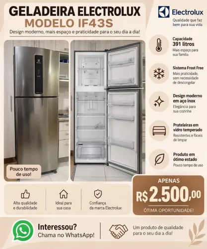 Geladeira de Eletrolux 390 litros novíssima sem nenhuma avaria.