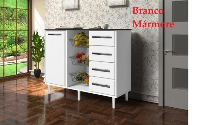 Fruteira / Balcão Belem 1 Porta + 4 Gavetas !! Entrega e Montagem Grátis !