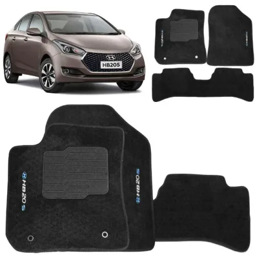 Tapete Carpete Hyundai HB20S - Grafite 3 Peças - Ecotap 