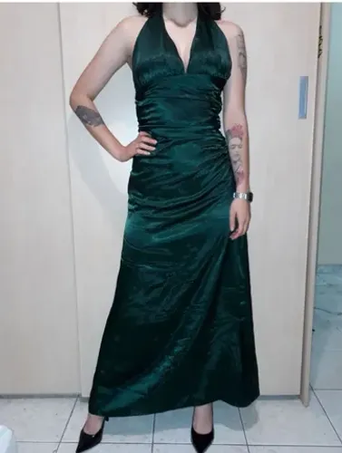 Vestido Festa Verde Cetim