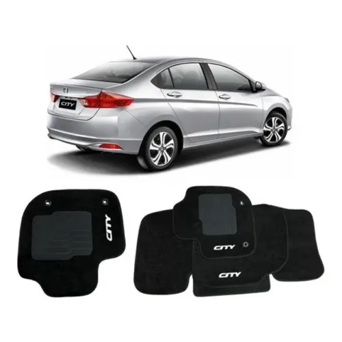 Tapete Carpete Honda City 2015 à 2021 - Preto 3 Peças - Ecotap