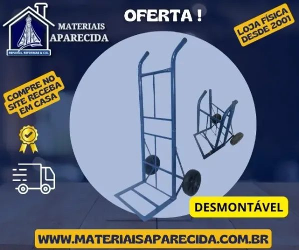 Carrinho de Carga Desmontavel Azul Armazem 140kg -NOVO