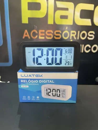 Relógio Despertador Digital Retangular A Pilha Cor Preto