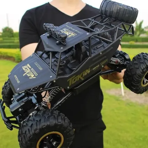 Carrinho De Controle Remoto 40cm com farol Rock Metal 4x4 Recarregável Top