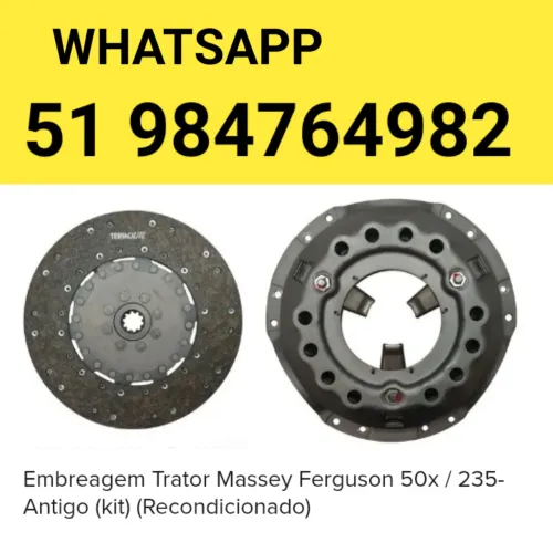 EMBREAGEM KIT PLATO E DISCO DO TRATOR  MASSEY FERGUSON   MODELOS   50  X  /  235  ANTIGOS 