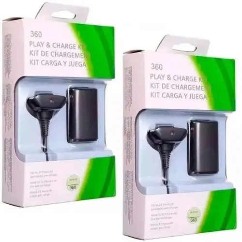 Kit 2 Baterias para Controle X-box 360 Recarregável com Carregador Nova