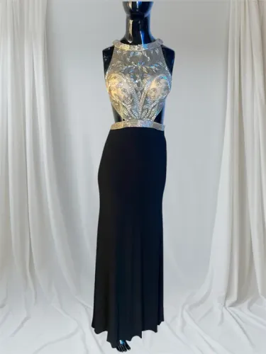 VESTIDO DE FESTA BORDADO DE CANUTILHOS NOVO COM ETIQUETA TAMANHO PP