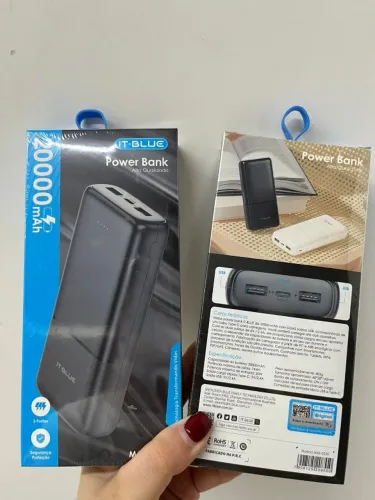 Power Bank It Blue 20.000 mAh Carregador Portátil Com 3 Entradas