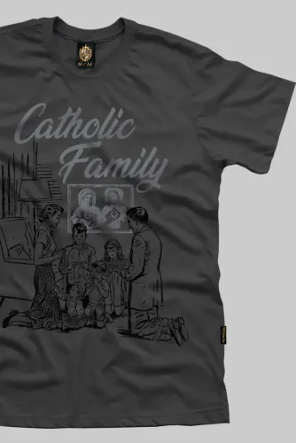 MODA CATÓLICA - Camiseta Família Católica Grafite