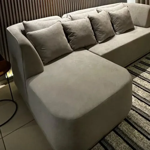 Sofá de Canto Cinza Claro - Novo