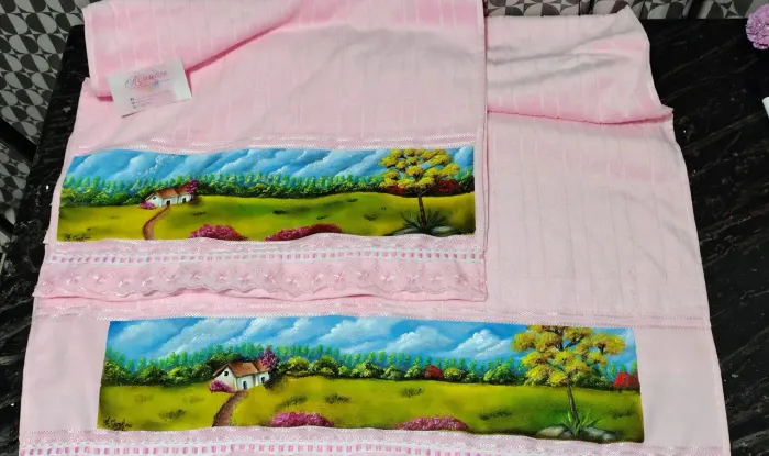 Conjunto de toalhas Dohler, pintadas a mão