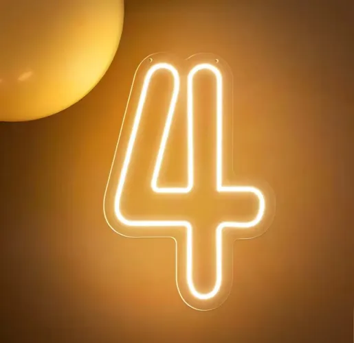 Número 4 em Neon com luz LED Acrílico