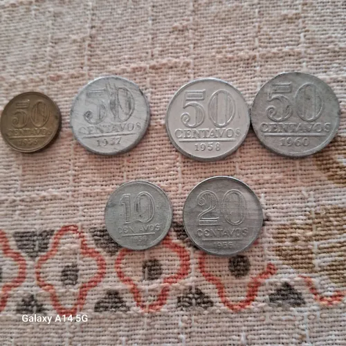Moedas antigas brasileiras de cruzeiros anos 50/60/90