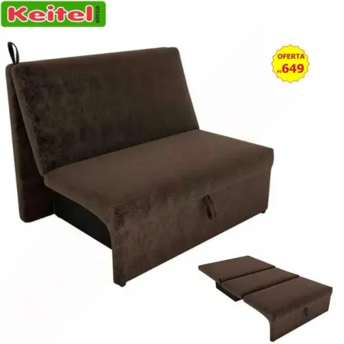 Sofá Cama Malu Tecido Cor Marrom Escuro