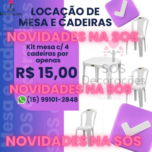 Locação de mesa e cadeiras!