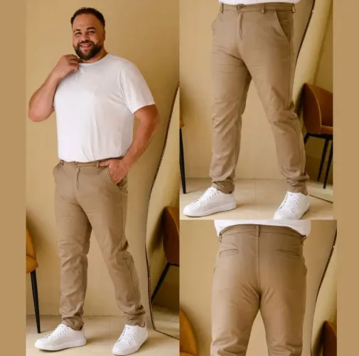 ? CALÇA PLUS SIZE ? SARJA COM LYCRA ?  <br>? MODELAGEM ALFAIATARIA SLIM  