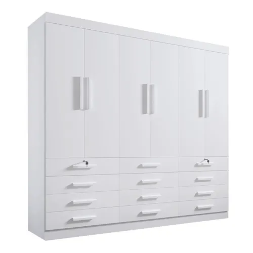 Guarda-Roupa Casal Mônaco 6 Portas 12 Gavetas Branco rf21