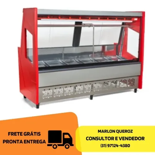 Balcão de Açougue Polar 2M Vermelho com Tendal