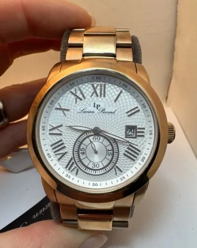 Relógio Lucien Picard Rose Gold quartzo caixa 42mm