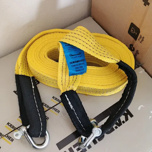 Cinta de Reboque 10 Ton x 5 Mts Dupla Costura + 2 Manilhas para Desatolamento