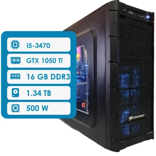 PC Gamer & Home | i5-3470 / GTX 1050 Ti / 16 GB DDR3 / SSD + HDD (1.344 TB) / 500 W