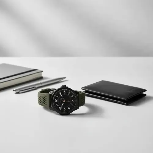 Relógio Lince Masculino - Novo | Caixa Preta | Pulseira Verde Militar