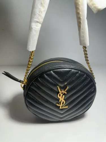 Bolsa Yves Saint Laurent YSL Round Vinyle preta