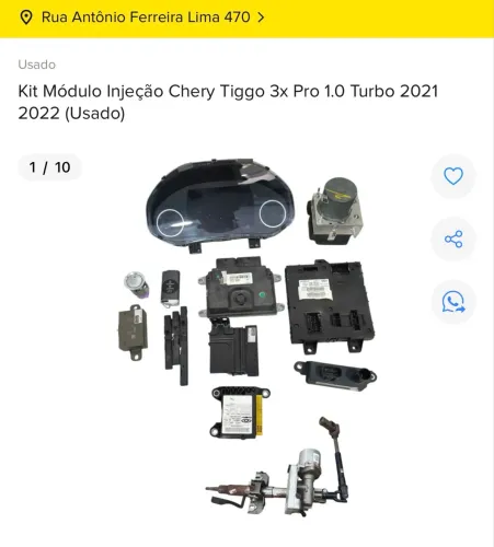 KIT MÓDULO INJEÇÃO CHERY TIGGO 3x PRO 1.0 TURBO 2022 COM NF E GARANTIA