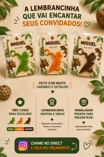 LEMBRANCINHAS CHAVEIRO PERSONALIZADOS (DINO)