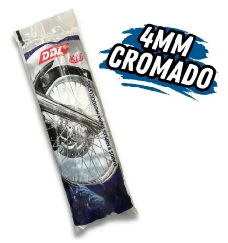 Jogo Raio Dianteiro Ddl Cromado 4mm Ybr 125 dianteiro Prateado 4 Mm