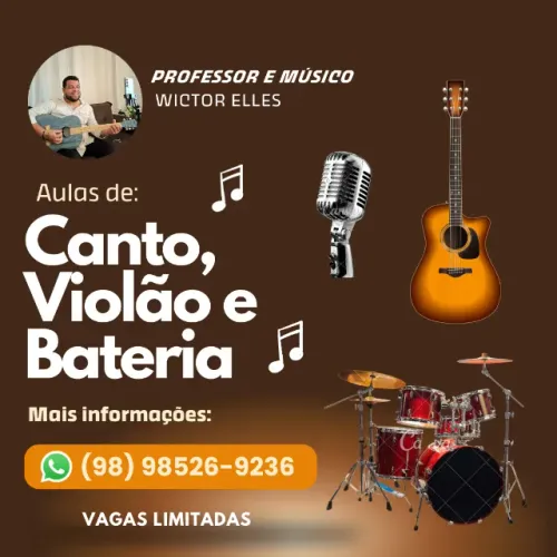 AULAS DE MÚSICA - (CANTO / VIOLÃO / BATERIA)