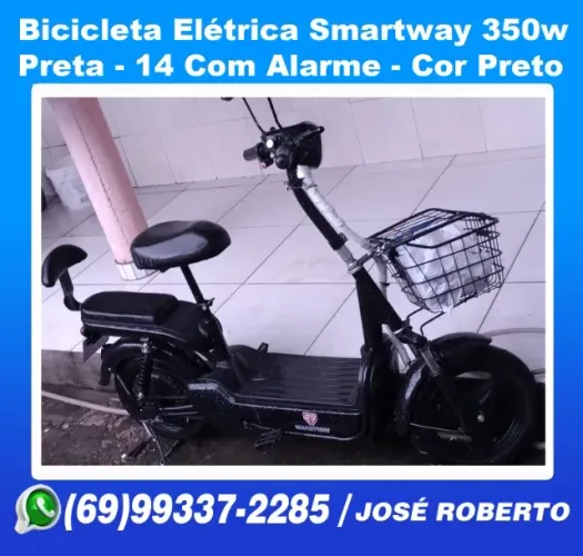 Bicicleta Elétrica Smartway 350w Preta - 14 Com Alarme Cor Preto