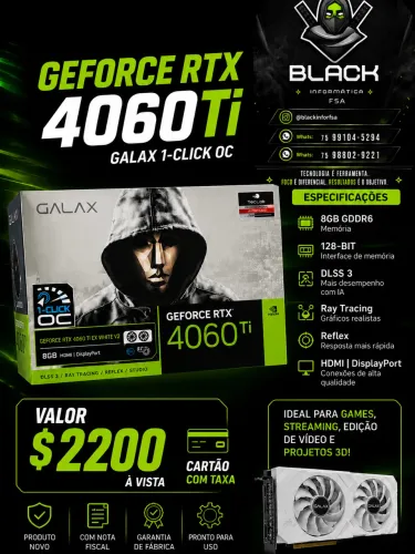 Placa de vídeo RTX 4060 TI White Galax