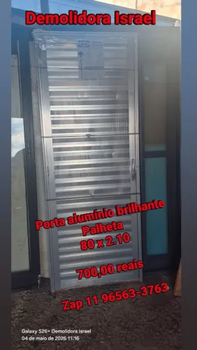 Porta alumínio brilhante palheta nova